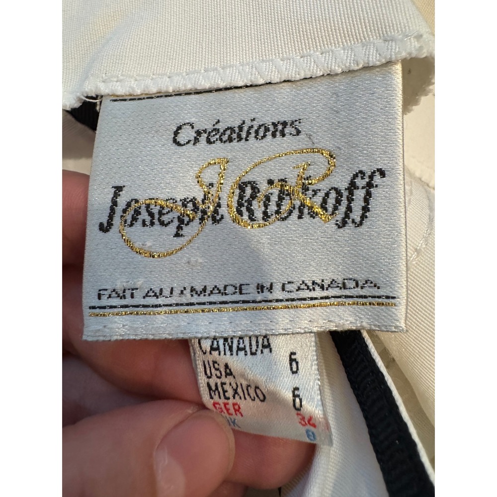 Joseph Ribkoff Vintage Pin Up Romper White Black Double Breasted Halter Size 6 - Picture 7 of 14